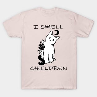 i smell children, funny halloween ghost cat T-Shirt